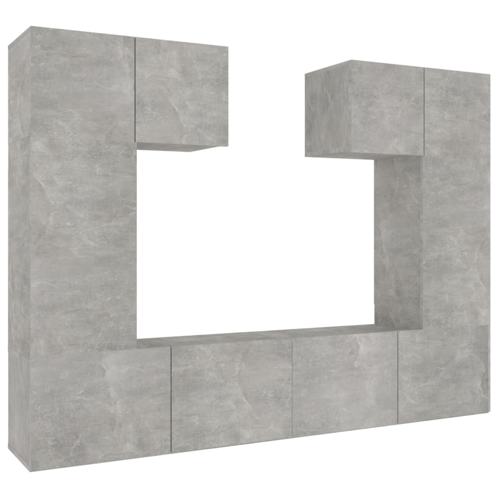 6 piece TV cabinet set concrete grey particleboard