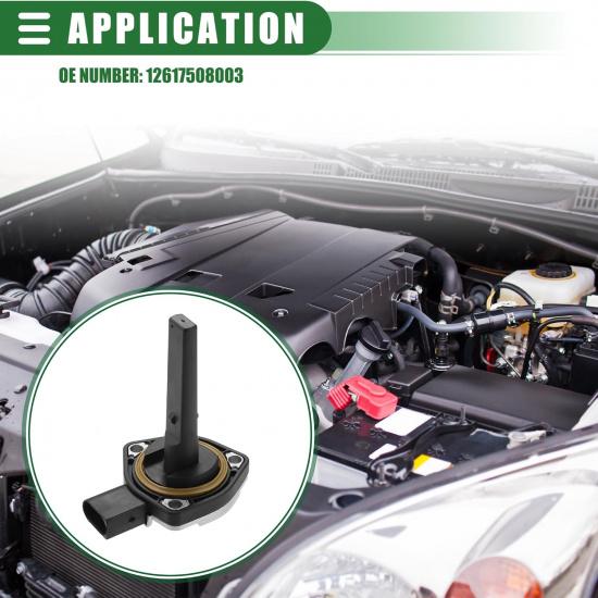 Motoforti Car Oil Level Sensor, Engine Oil Sending Unit, for BMW 323i 1999-2000, Metal Plastic, No.12617508003, Black Silver Tone