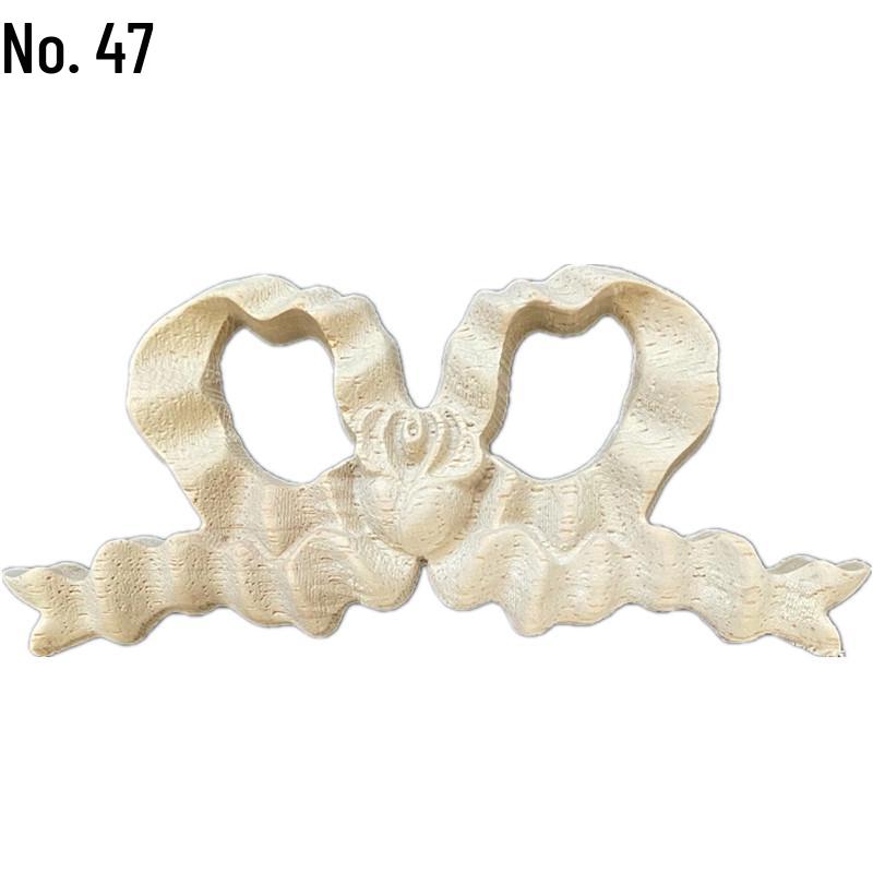 Europäische Massivholz-Schnitzerei-Applikation: Dekorative Blumen Schleife für Wände & Möbel