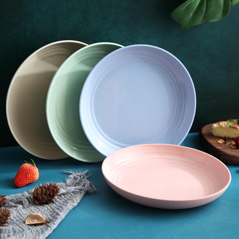 Nordic Wheat Straw Plate Fruit Plate Vegetable Plate Plastic Spitting Bone Plate Dried Fruit Plate Tableware Large Plate