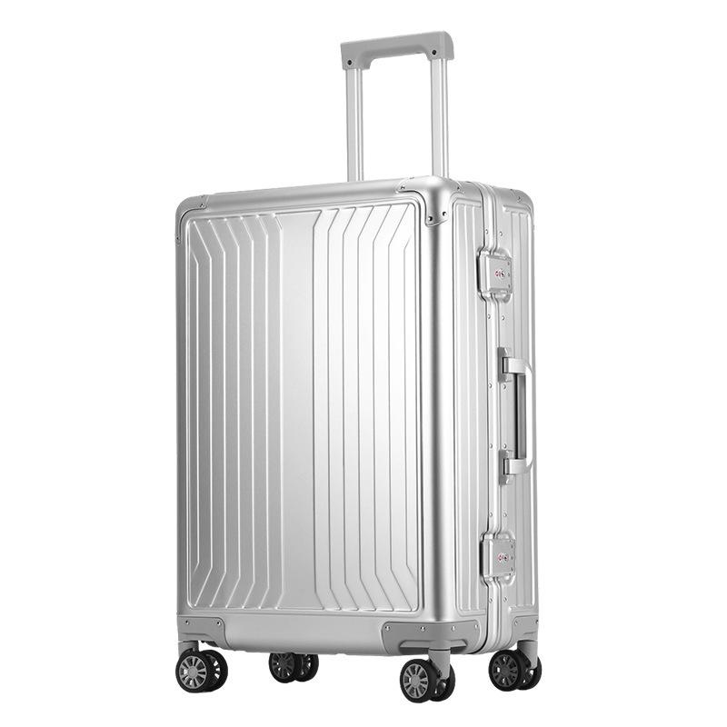 20-Inch High-End Aluminum-Magnesium Carry-On Suitcase with Combination Lock, Large 24-Inch Option Available, Unisex Design