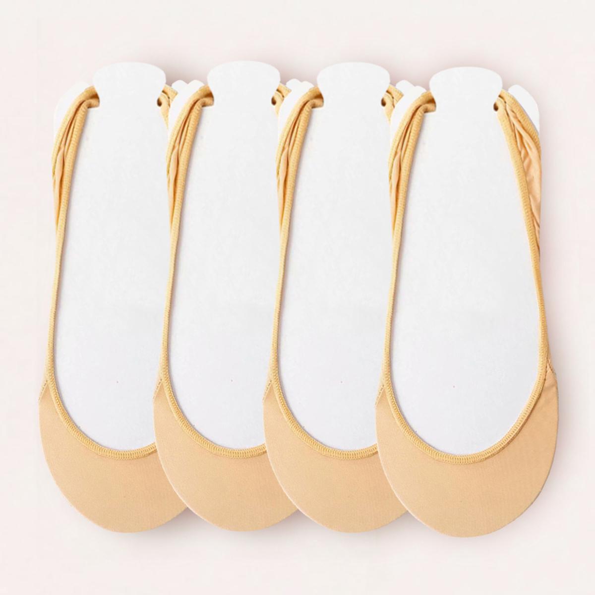 

4 пары женских носков с открытой пяткой до половины ладони, удобные полые невидимые носки на подтяжках, летние тонкие дышащие носки, женские тапочки EUR35-40 бежевый