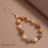 White Bodhi Cat Paw Beaded Phone Wrist Strap Lanyard Charm