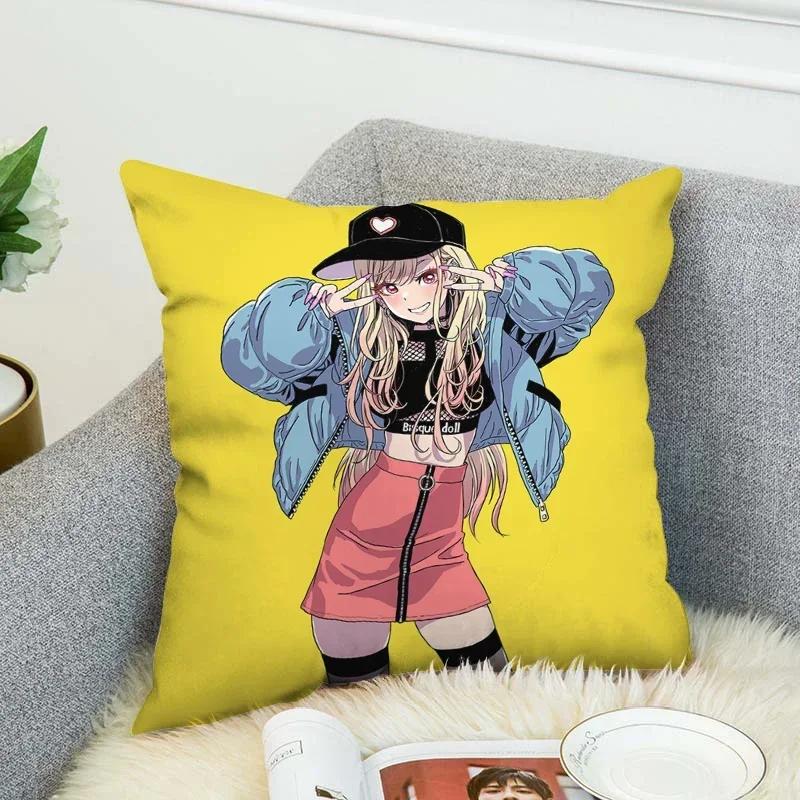 Pilow Cases Kitagawa Marin Couple Pillow Pillowcases 50X50 Decorative Pillows For Sofa Car Decoration Cushion Cover Luxury Anime