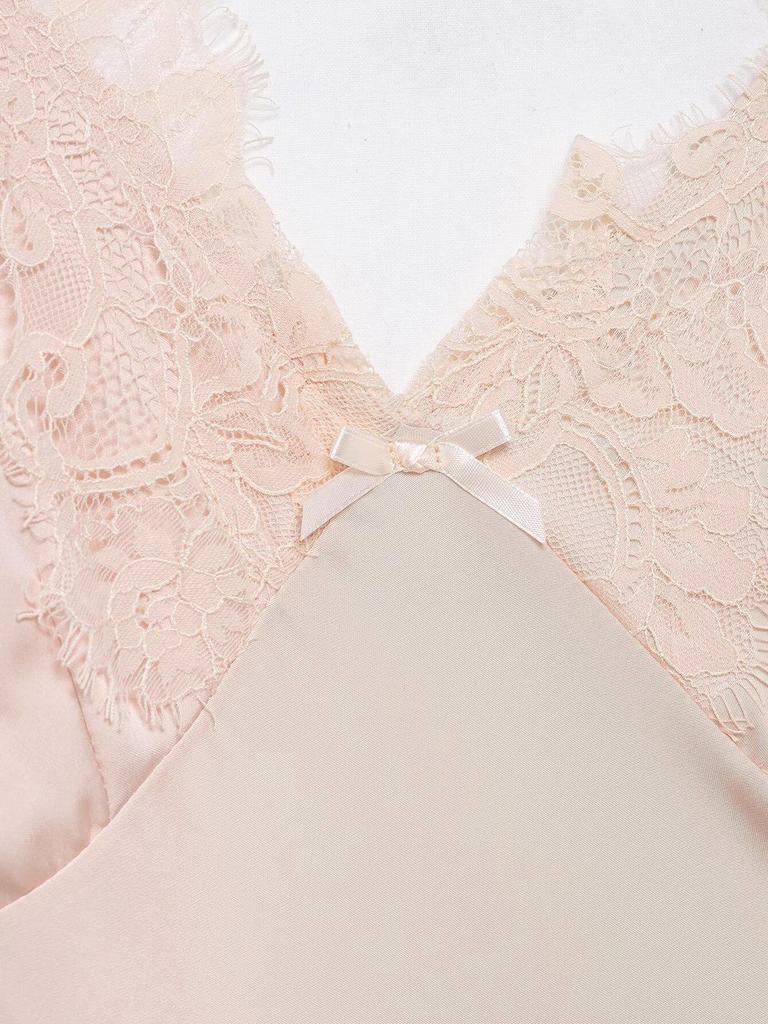 2026 European Style Women's Lace Patchwork Silk Camisole Dress