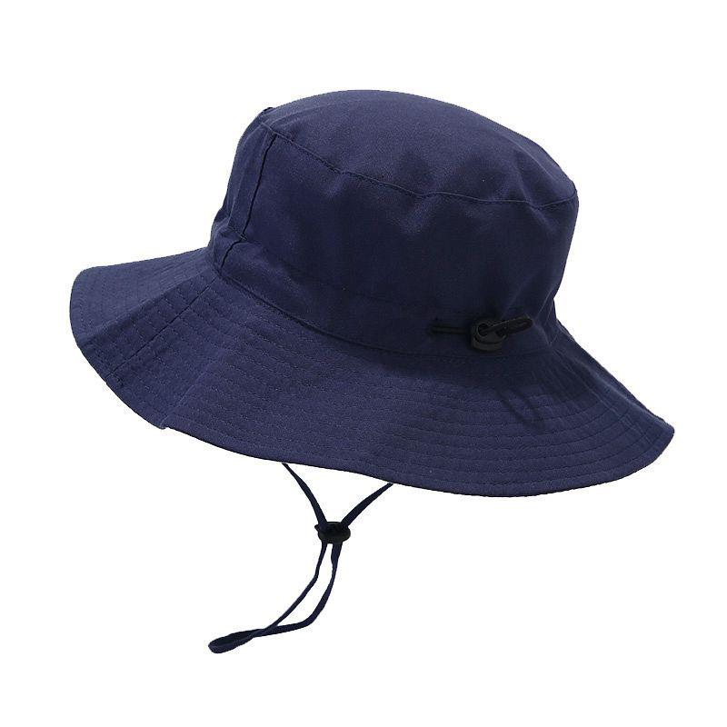 New Solid Color Kids' Bucket Hat with Windproof Rope: Breathable, Foldable, and Sun-Protective for Summer