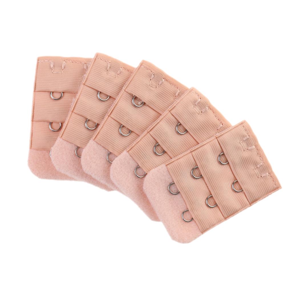 5pcs Bra Straps Elastic Strap Extension 2x 3 Hook Openings Female Accessory - Beige