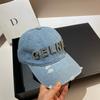Heavy Industry Rhinestone Letter Celnie Sports Cowboy Baseball Cap Youth Personality Ripped Cap Women