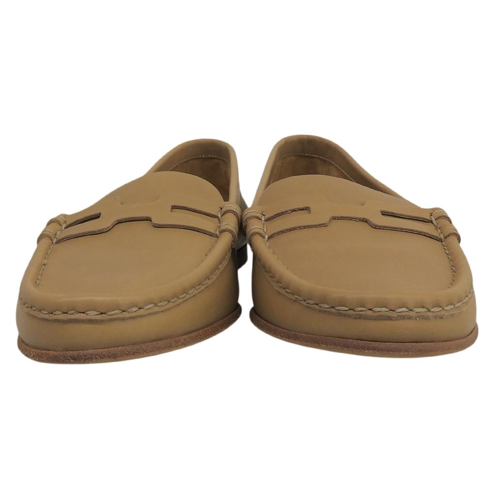 Excellent HERMES Loafers Beige Leather Women 35.5 Used