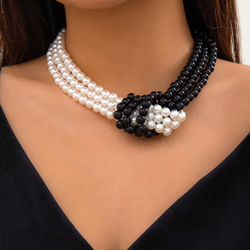 

1 шт., женское имитационное лоскутное модное ретро завязанное жемчужное ожерелье, многослойные ювелирные изделия, винтажные