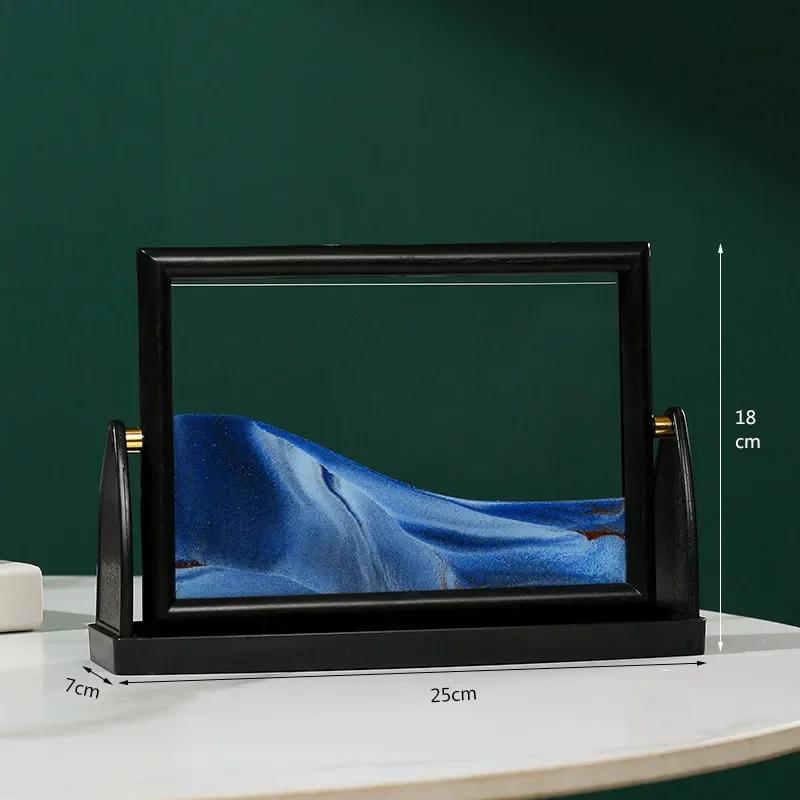 Creative Moving Sand Art Painting Square Glass 3D Deep Sea Sandscape Quicksand Hourglass Rotatable Flowing Sand Home Decor Gifts