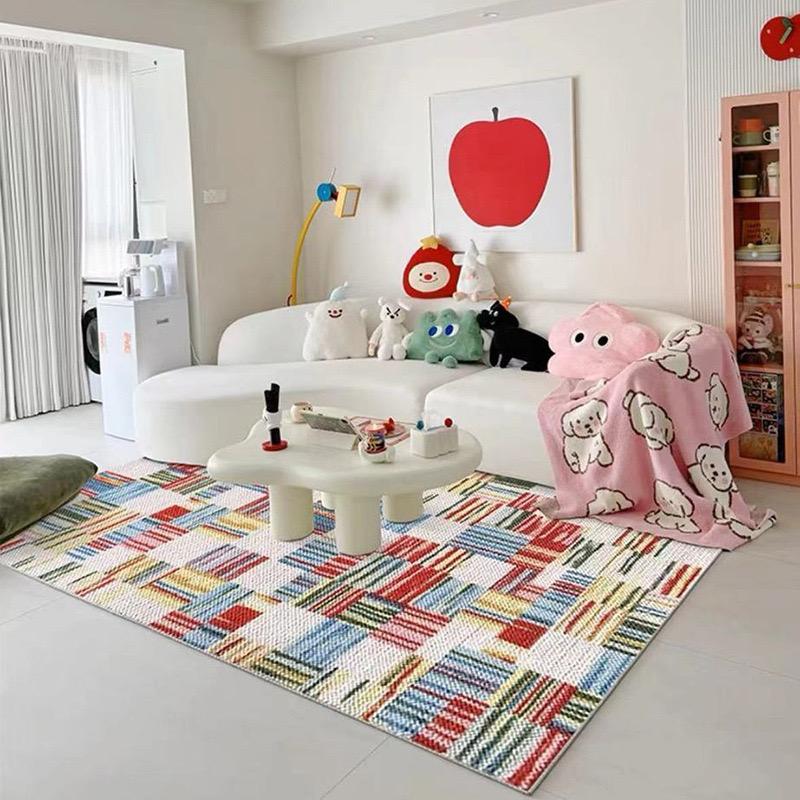 Cream Edopamine Ring Velvet Rug Quiet Waterproof Living Room Coffee Table Rug Bedroom Rug Bedside Rug Home Decor