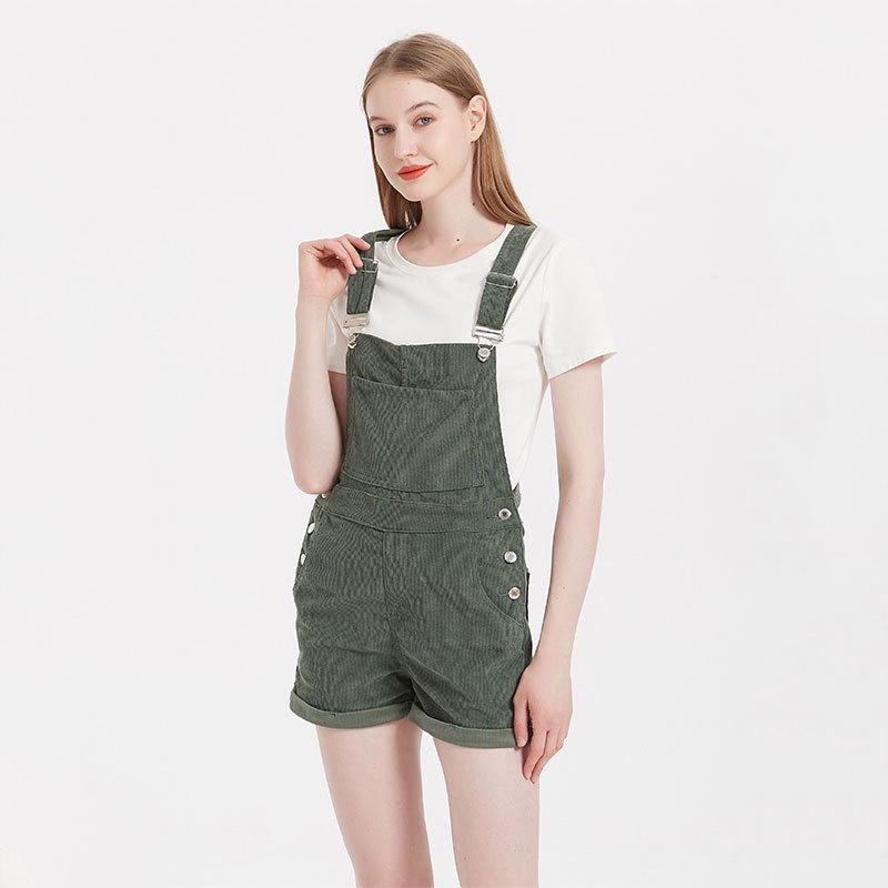 2025 Women s Loose Corduroy Denim Overalls - Spring & Autumn Shorts S