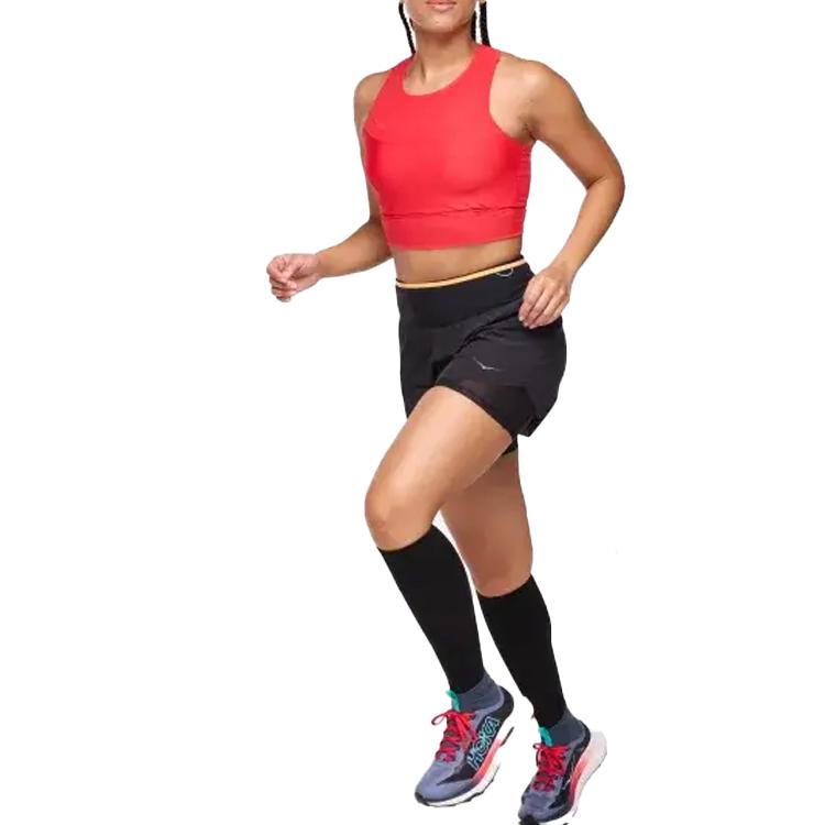 HOKA One One Einfarbige Bequeme Atmungsaktive Mittelhohe Trailrunning-Shorts Damen Shorts Schwarz 1141741-BLK