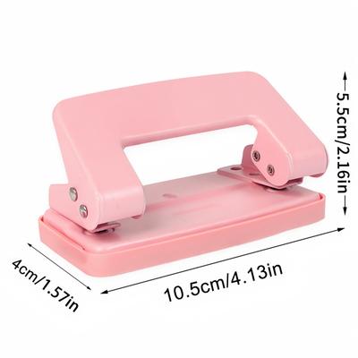 1pc, Solid Color Double Hole Punch, Portable Manual Hole Punch, Suitable For Office Binding Supplies, School Diary Scrapbook