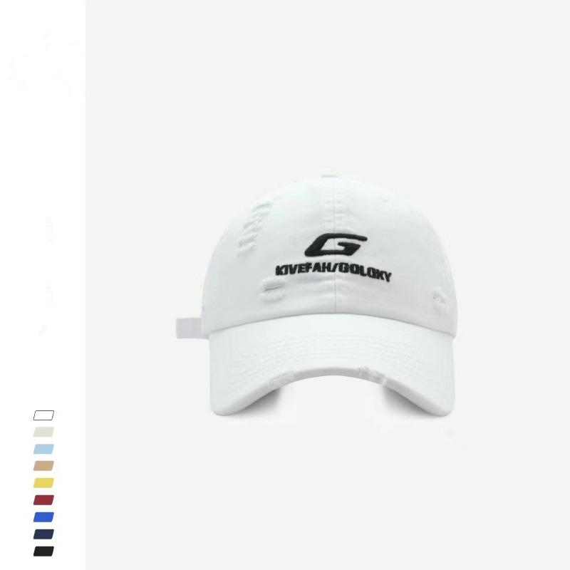 

Street hole hip hop baseball cap men s and women s trendy brand G letter embroidered cap showing small face adjustable
