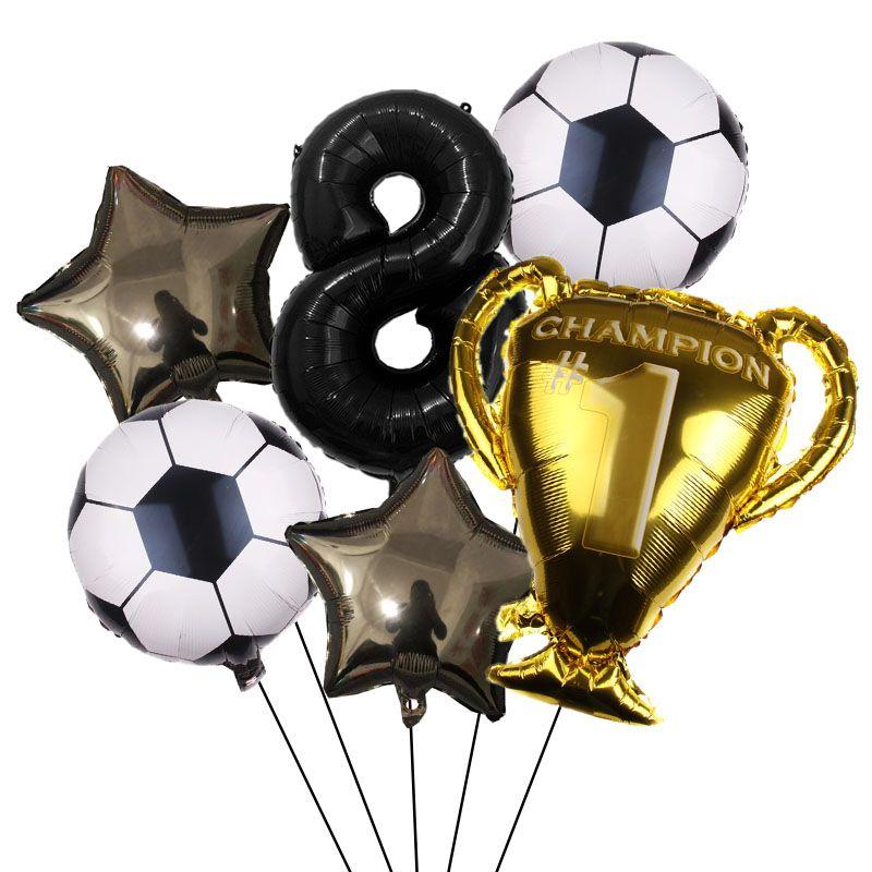 32-inch Digital Football 6-piece Aluminum Film Balloons Set - Birthday Party Gift - World Cup Football Balloons