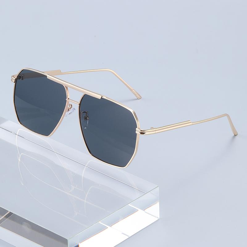 Fashionable Metal Glasses - New Double-bar Pilot Retro Sunglasses With Large Frames And Unique Style 2501