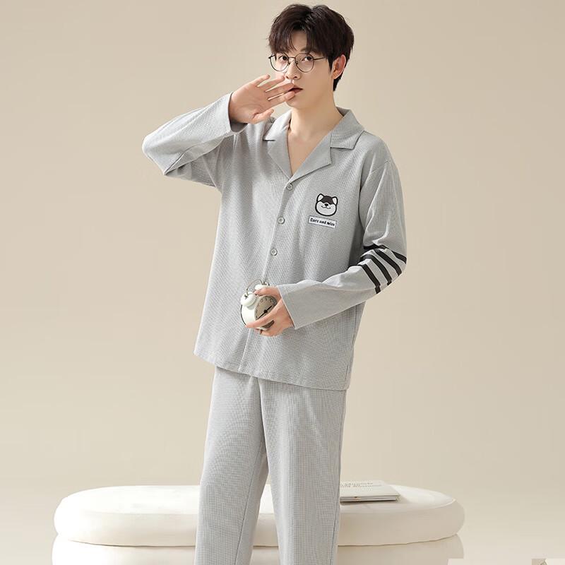 

Мужской пижамный комплект с длинным рукавом из вафельного трикотажа Wuyi