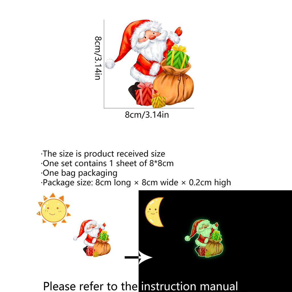 Cartoon Santa Claus Gift Balloon Glow In The Dark Sticker Switch Sticker Christmas Home Decoration Self-adhesive Wall Sticker