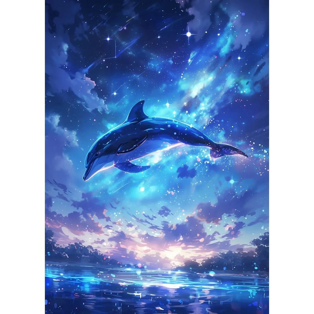Dreamy Whale Posters Magical Serene Night Surreal Surrounded By Stars Prints Canvas Painting Art Wall Pictures Home Room Decor
