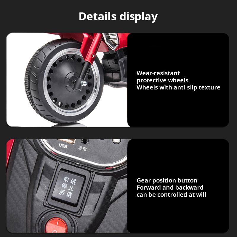 Children Dual Drive Electric Motorcycle Tricycle Oversized Toy Car Can Sit On Baby Battery Motorcycle