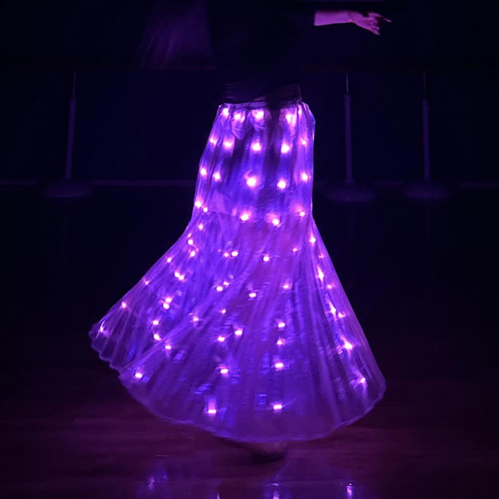 

Shiny Luminous Led Skirt White Long Light Up Skirt Festival Party Belly Dancing Skirt Adult