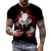 Summer Men Fun Daily Loose Wolf Pattern 3d Printed O Collar Short Sleeve T-Shirt Personality Street Plus Size Breathable Top