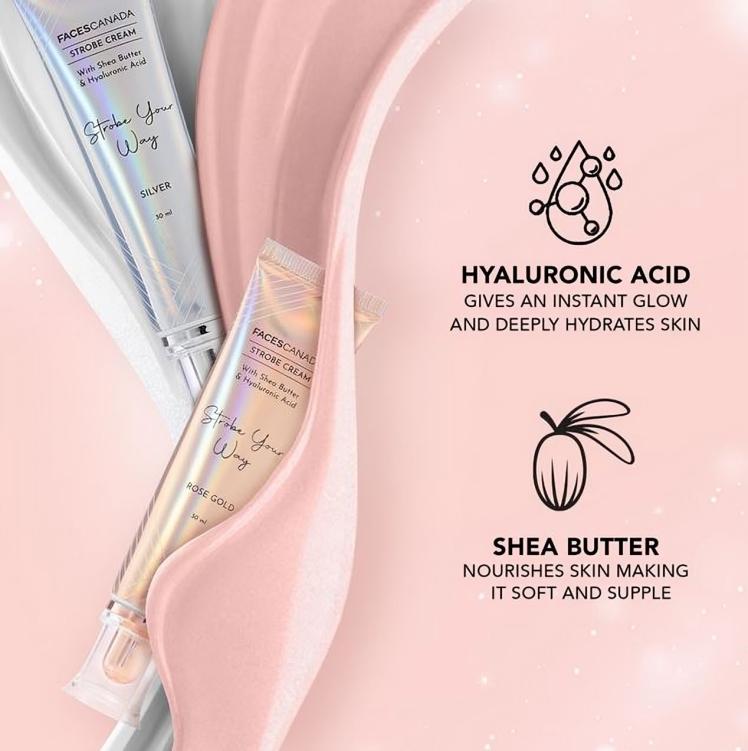 Face Canada Strobe Cream - Rose Gold, 30ml | Primer + Highlighter + Moisturizer 30ml