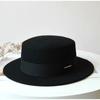 Hat Women's Autumn and Winter Flat Top Hat Wool Felt Hat British Retro French Elegant Fashion Versatile Warm Hat