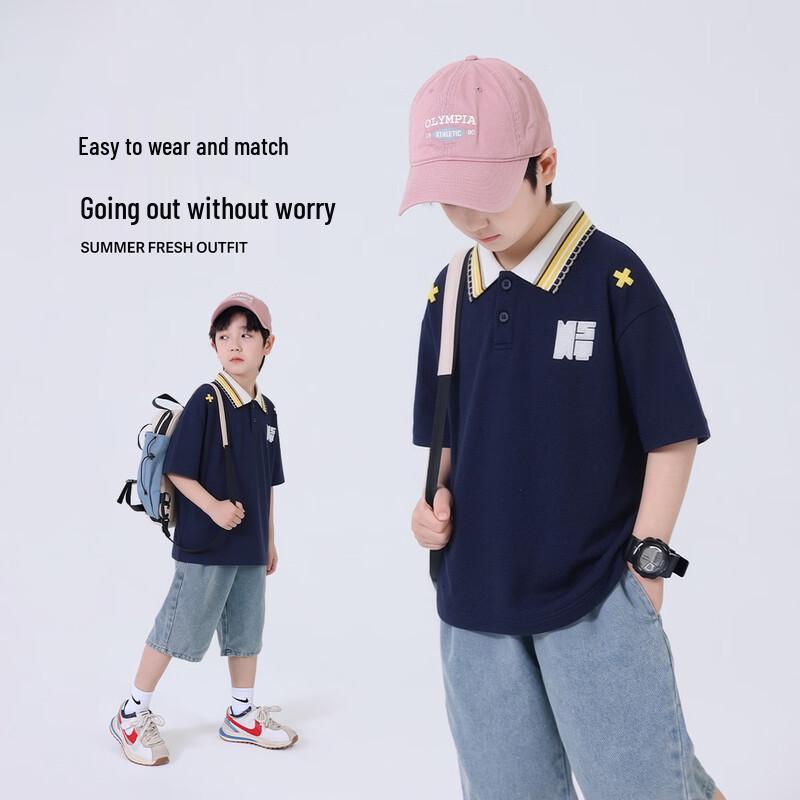 Yoyotale Boys' Summer Short-Sleeve Polo Shirt