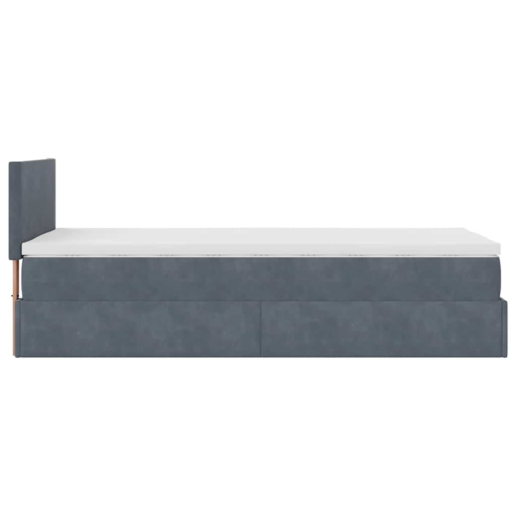 Enjoy restful nights with this ottoman bed with mattress and LEDs in dark gray (80 x 200 cm) upholstered in velvet