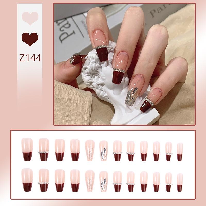 Press On Acrylic Fake Nails Set with Glue High Quality Handmade Nail Extension French Tips Woman False Short Nails Press Ons
