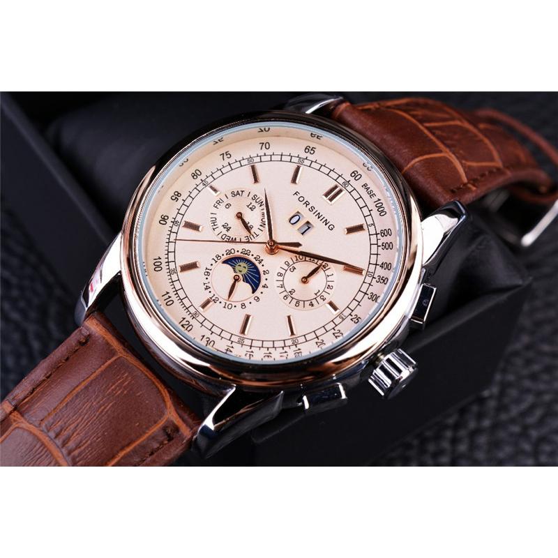 Forsining Herrenmode und Freizeit, multifunktionale Shanghai-Bewegung, mechanische Uhr