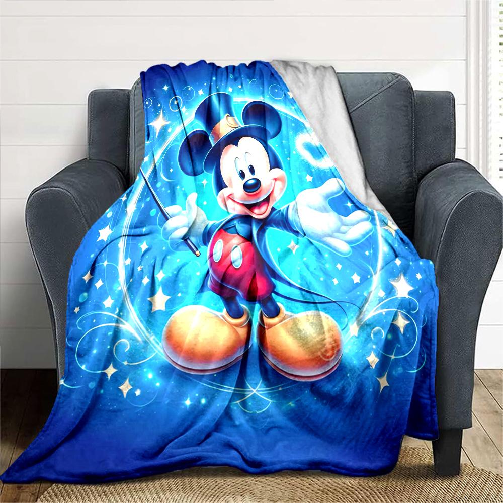 Mickey Mouse Magic Moment Flannel Blanket Super Soft Warm Cozy Blanket For Sofa Bed Office Travel Allseason Home Decor Gift
