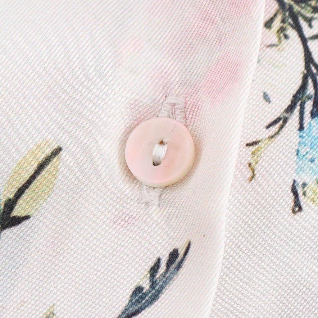 2025 Spring Women's Versatile Printed Silk Satin Lapel Shirt