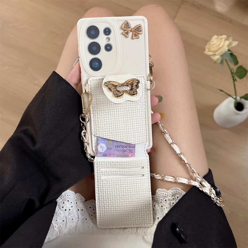 Crossbody Phone Case for Samsung Galaxy S25 Edge S24 S23 Ultra S22 Plus S21 FE A17 A16 A56 A36 A26 A06 A05 Wallet Card Lanyard