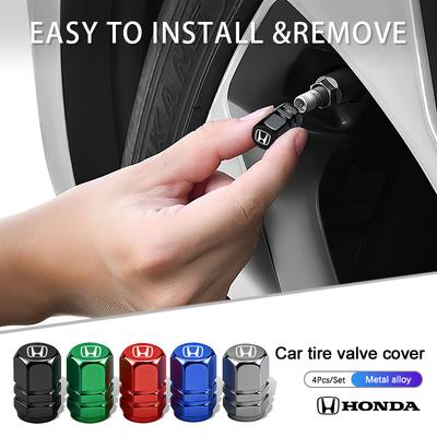 4Pcs Car Tire Valve Cover Aluminum Alloy Wheel Valve Caps For Civic Accord Crosstour Spirior Odyssey Avancier UR-V Sienna