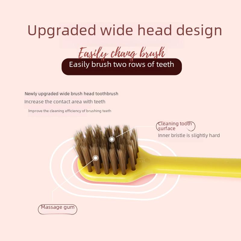 Xiujie Adult Macaron Couple Toothbrushes: Two-Pack with Ultra-Fine Wide Heads, Soft Bamboo Charcoal Bristles