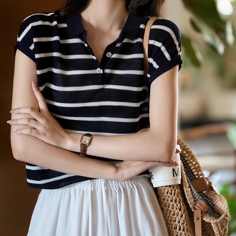La Chapelle 2026 Summer Short Sleeve Knitted Shirt M