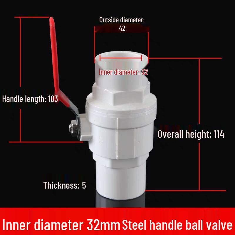 UPVC Steel Handle Ball Valve - Quick Open, Easy Turn Adhesive Water Supply Pipe Valve