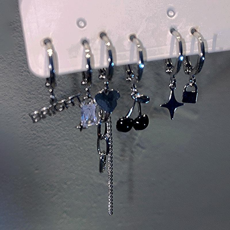Delicate Elegant Cross Drop Earrings Sets Heart Cute Korean Zircon Tassel Chain Earring for Women Girls Party Jewelry Gifts