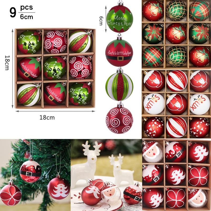 9PCS Christmas Mixed Balls Baubles Xmas Tree Ornament Christmas Home Decoration
