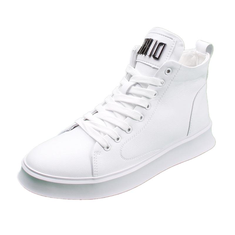Trendy Men's 2024 White Hidden Heel High-Top Sneakers - Summer Casual Thick-Soled Martin Boots