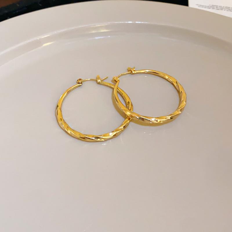 Silver Needle Metal Circle Plain Ring Earrings Korean Niche Temperament High-end Earrings Atmospheric Face Thin Earrings Wholesale