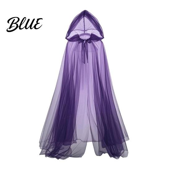 Cosplay Cloak Hooded Mesh for Adults 2 Layer Sheer Tulle Cape Gothic Witch Queen Costume Halloween Renaissance Accessories Lightweight Cape
