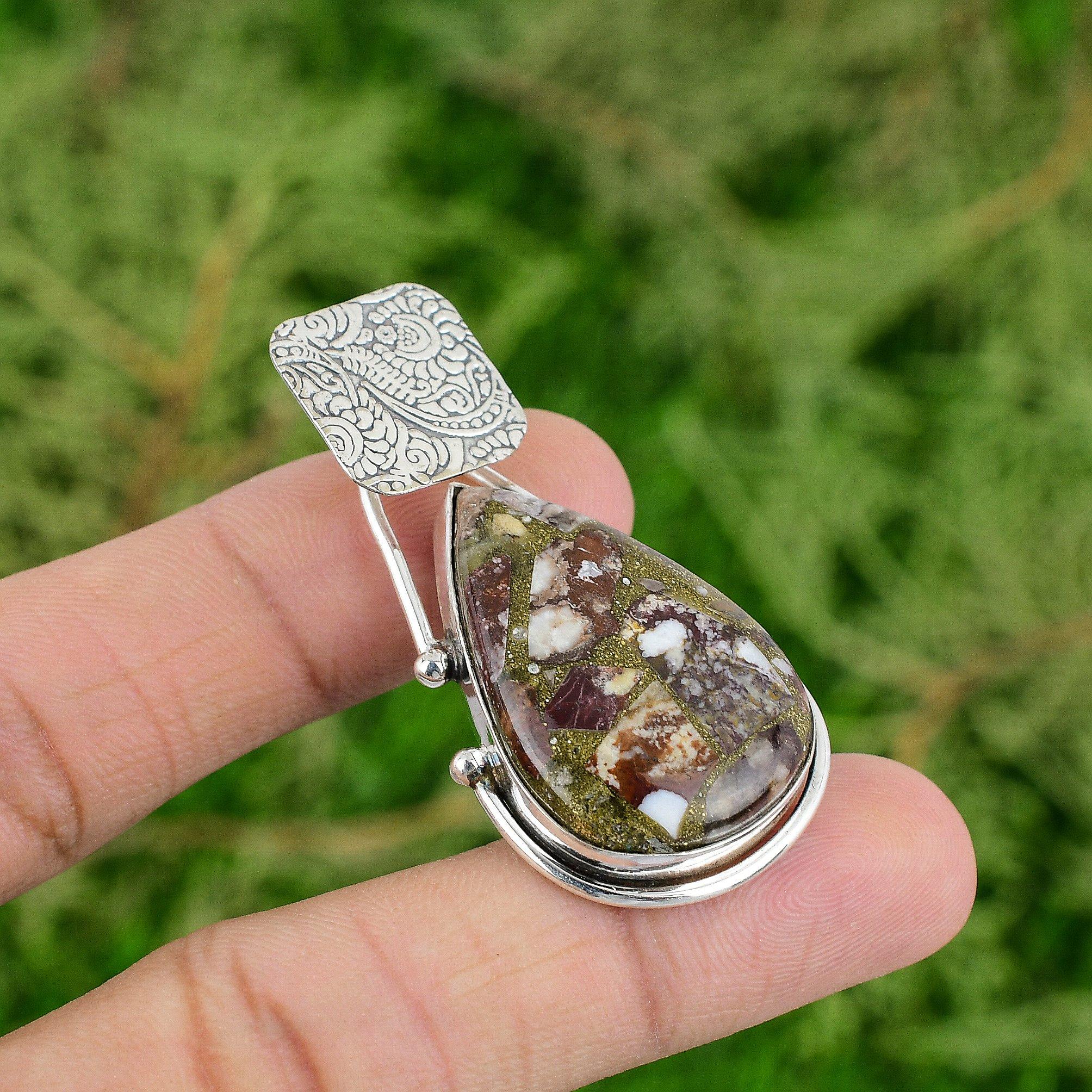 

Daughters Day Sale Sterling Silver Natural Copper Coconut Jasper Pendant Jewelry