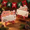 Wooden Advent Calendar Christmas Countdown for Desk, Rustic Holiday Decoration with Gift Family Sliding Date Marker, Living Room Fireplace And
