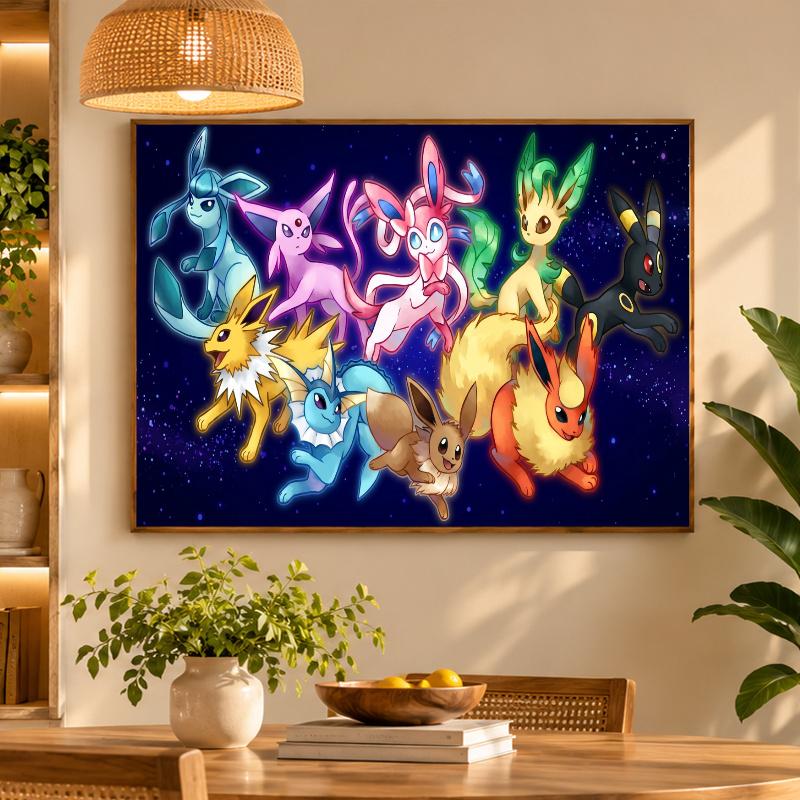 5D Diamond Painting Eevee Evolutions DIY Full Drill Diamond Art Kit Home Decoration