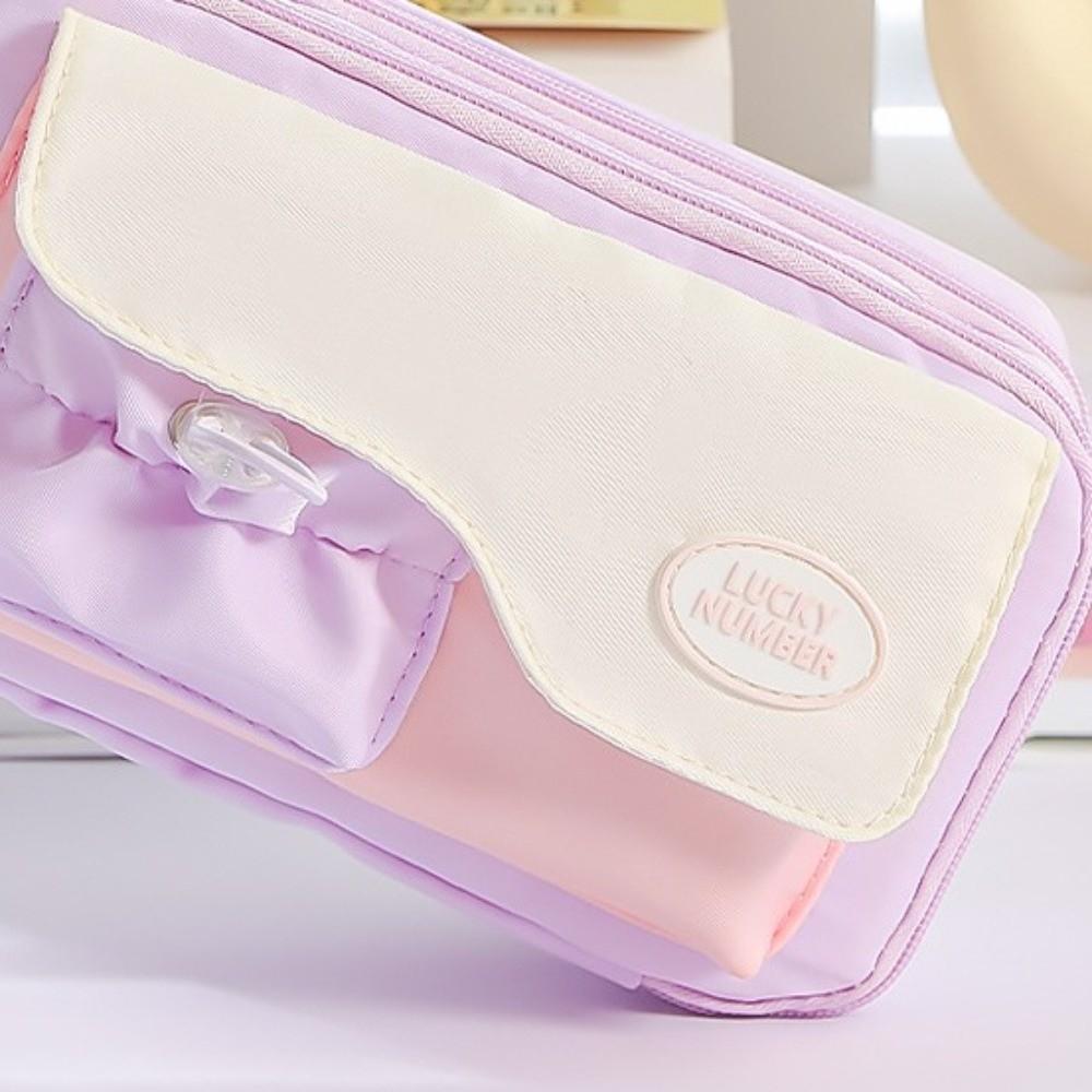 Cosmetic Storage Macaron Color Pencil Bag Multi-layered Pen Pencil Case  Office